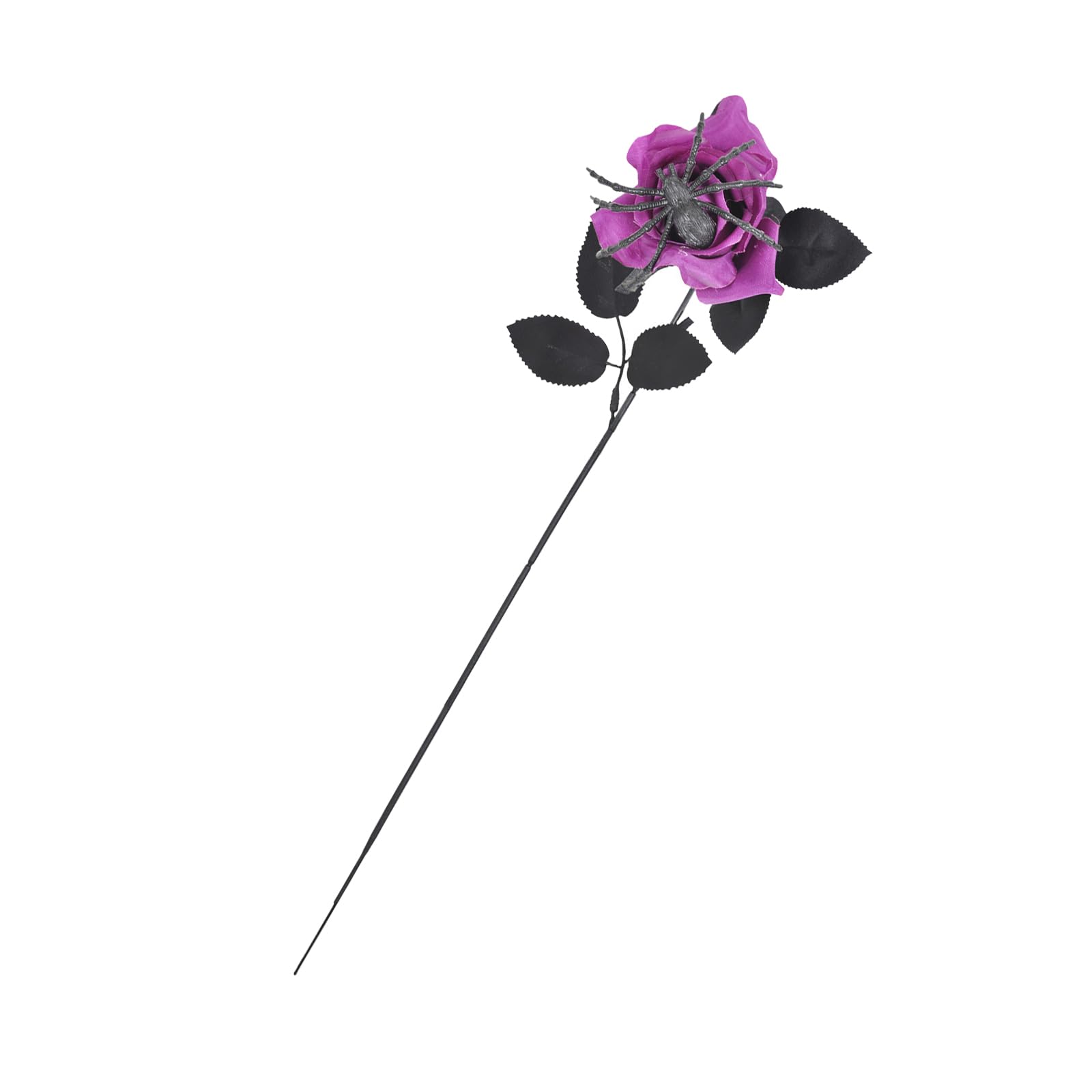 Tsophreniq Purple Spiders Artificial Rose With Bendable Stems Silk Halloween Centerpiece For Themed Party Indoor Outdoor Use Artificial Spiders Rose For Halloween