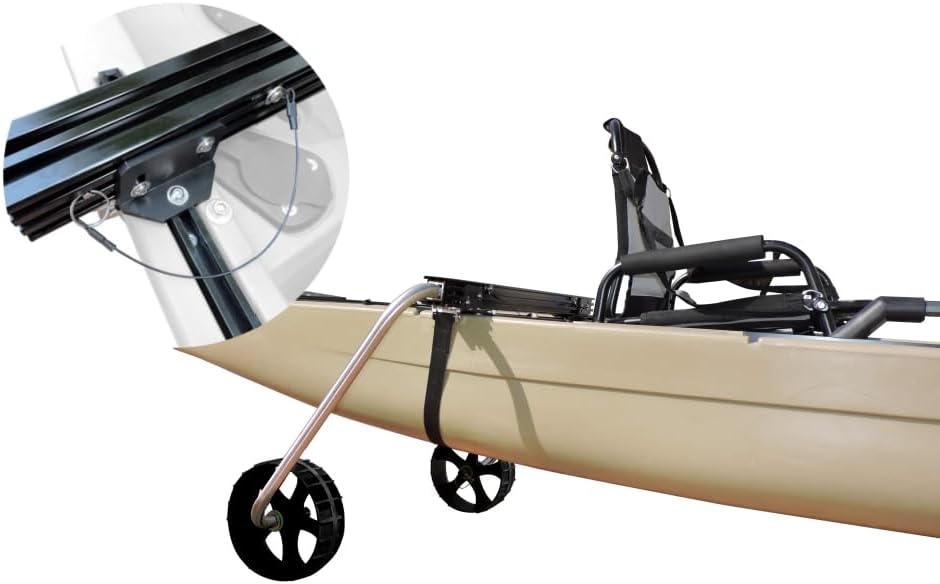 Kayak Trolley Cart Package, Wheels for Fishing Kayak Transport, Kayak Carrier Dolly Cart with 10″ Flat-Free Wheels (Track Mount Package)(Black,36")