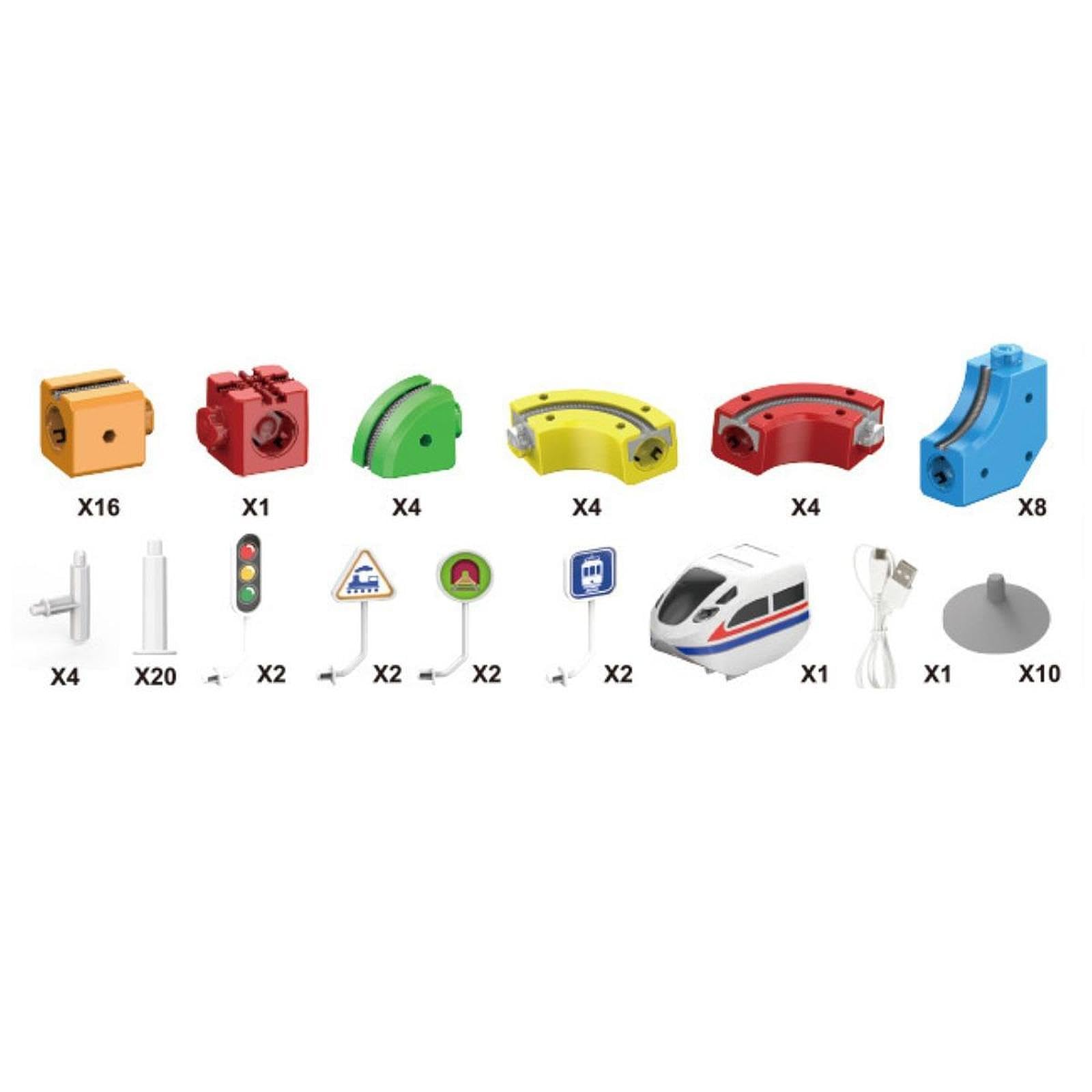 Pista Treno Elettrico Flessibile Giocattolo Assemblaggio Interattivo Accessori Creativi Materiale PP Adatto per Bambini Gioco Famiglia Regalo, 81 Pezzi