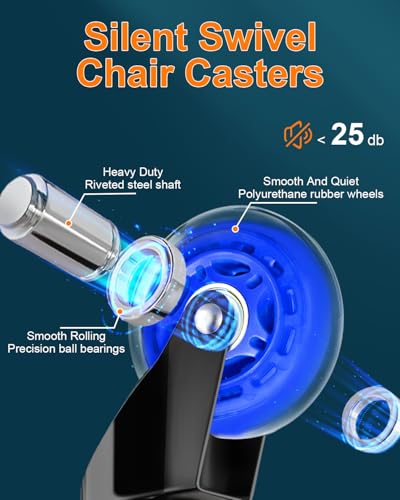 Image of RidRed Gaming Chair Wheels - Heavy-Duty Office Chair Wheels - Replacement Rubber Casters- Universal Fit 3 Inch Chair Casters, Noise Free, Fits 98% Chair, for All Floor