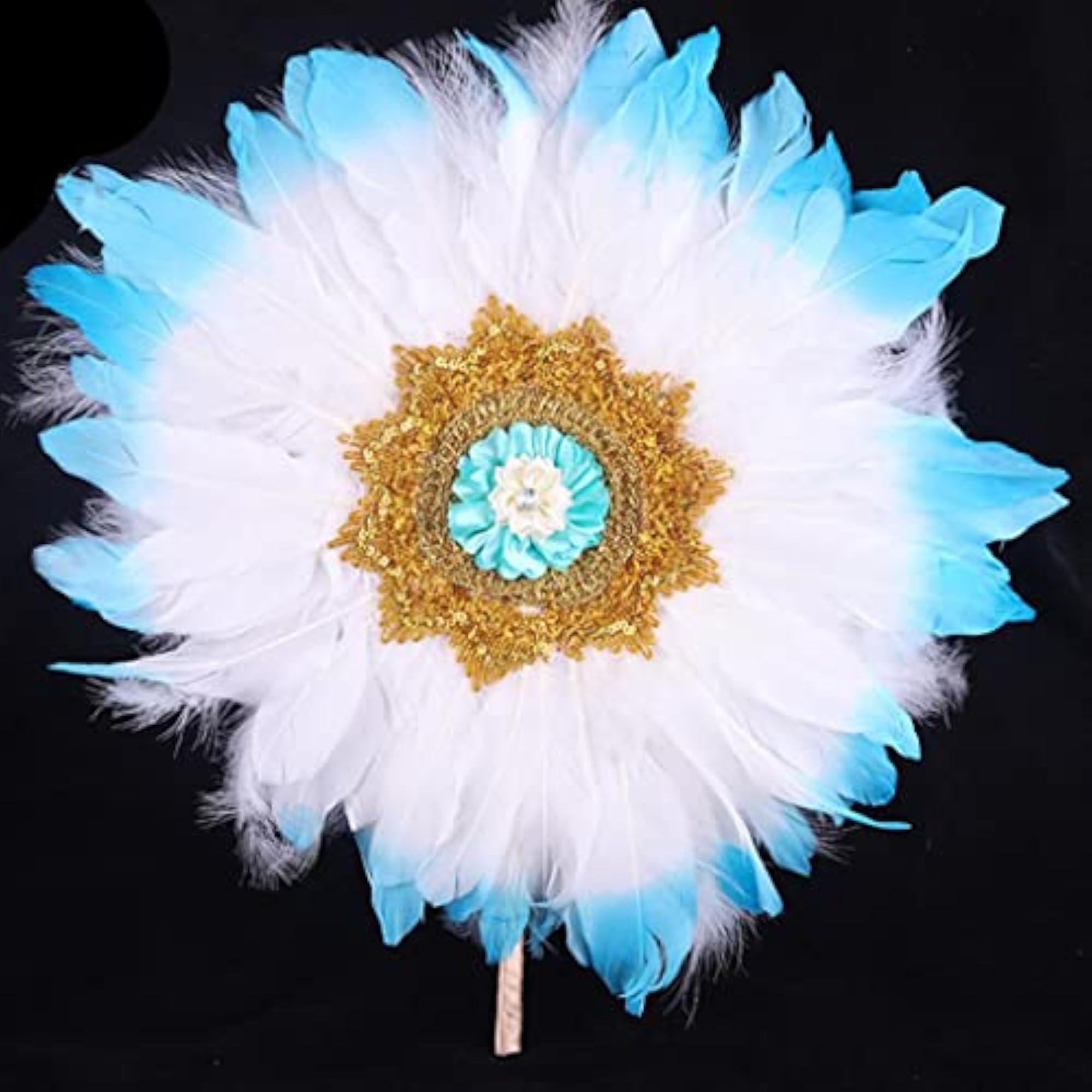 Flapper Feather Round Hand Fan for Weddings