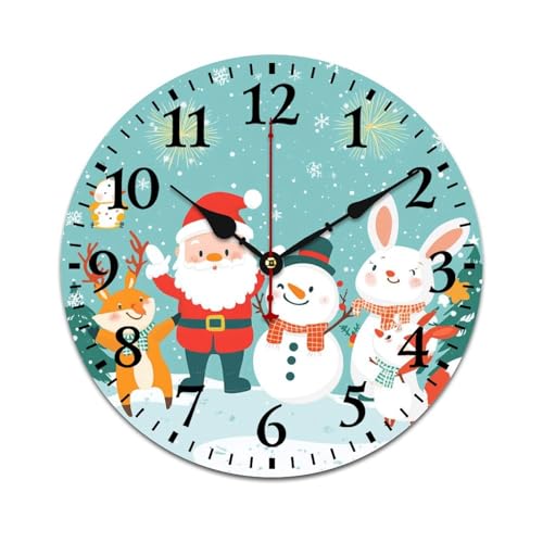 HighonHi 16 Inch Wooden Wall Clocks Santa with Animals Celebrating