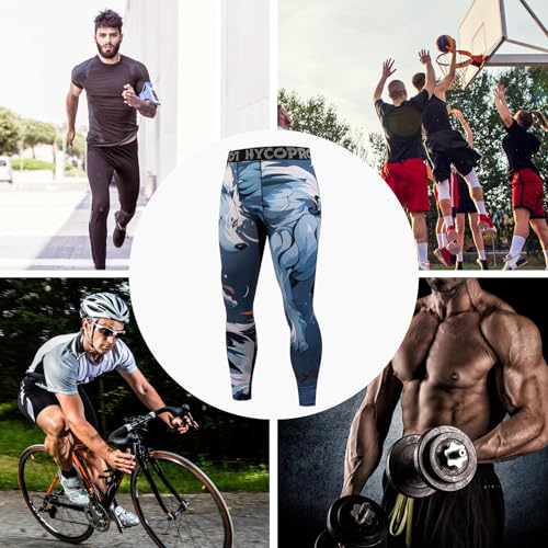 HYCOPROT Pantalones de Compresión para Hombre Mallas Deportivos de Secado Rápido Leggings Pantalones de Entrenamiento Interiores para Baloncesto Running Deporte Yoga - imagen 6