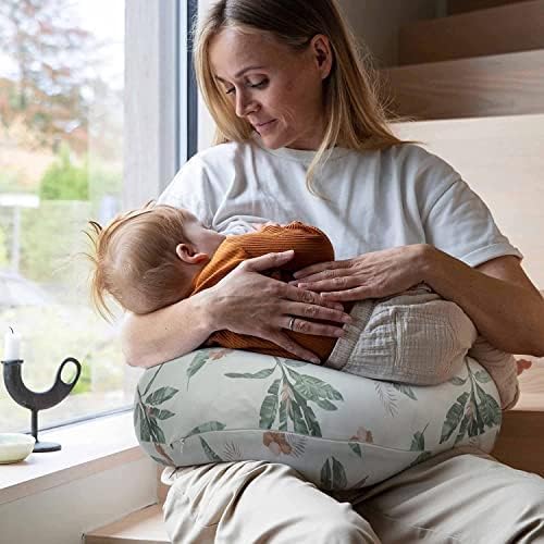Image of ๐๐ข๐ฆ๐ ๐๐ฅ Nursing Pillow for Breastfeeding Newborn Baby | C-Shape Feeding Pillow with Removable Cotton Cover | Tummy Time, Propping & Sitting Support | Baby Feeding Pillow for Mother (GIRAFFE-LEAF)
