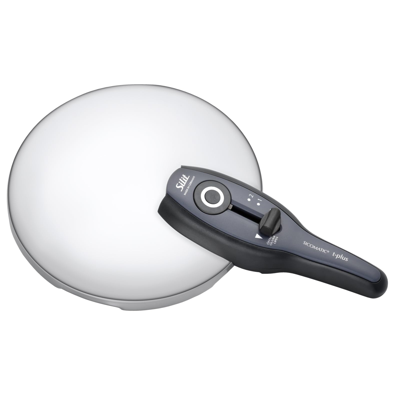 Silit Sicomatic t-Plus Schnellkochtopf 4,5l, Schnelltopf 22 cm, Silargan Funktionskeramik, Induktion, 3 Kochstufen, Einhand-Drehregler, schwarz