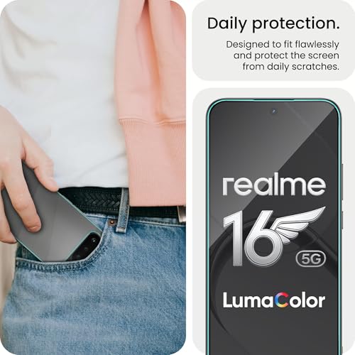 Image of ArmourPro Tempered Glass for Realme 16 with Back Clear Membrane Guard, Edge to Edge Screen Protector, Anti-Bubble, Anti-Fingerprint, Oil Resistant, Installation Kit | Black