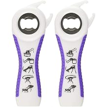 2 pack 5-in-1 Multi Function Plastic Grip Bottle Opener- Easily Opens Twist Caps, Bottle Caps, Canning Lids and Can Tabs White