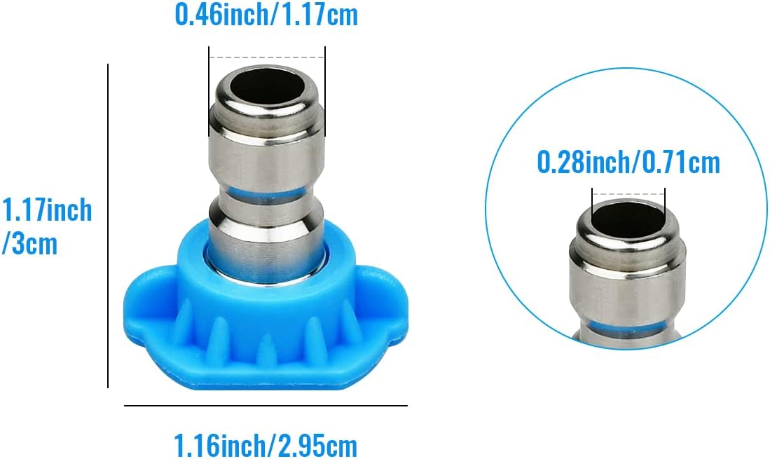 7 Pcs 7 Color Pressure Washer Spray Nozzle Tips 1/4 Inch Quick Connector Multiple Spray Degrees for Long Range Nozzle, Power Washer, Rated Up to 4000 PSI