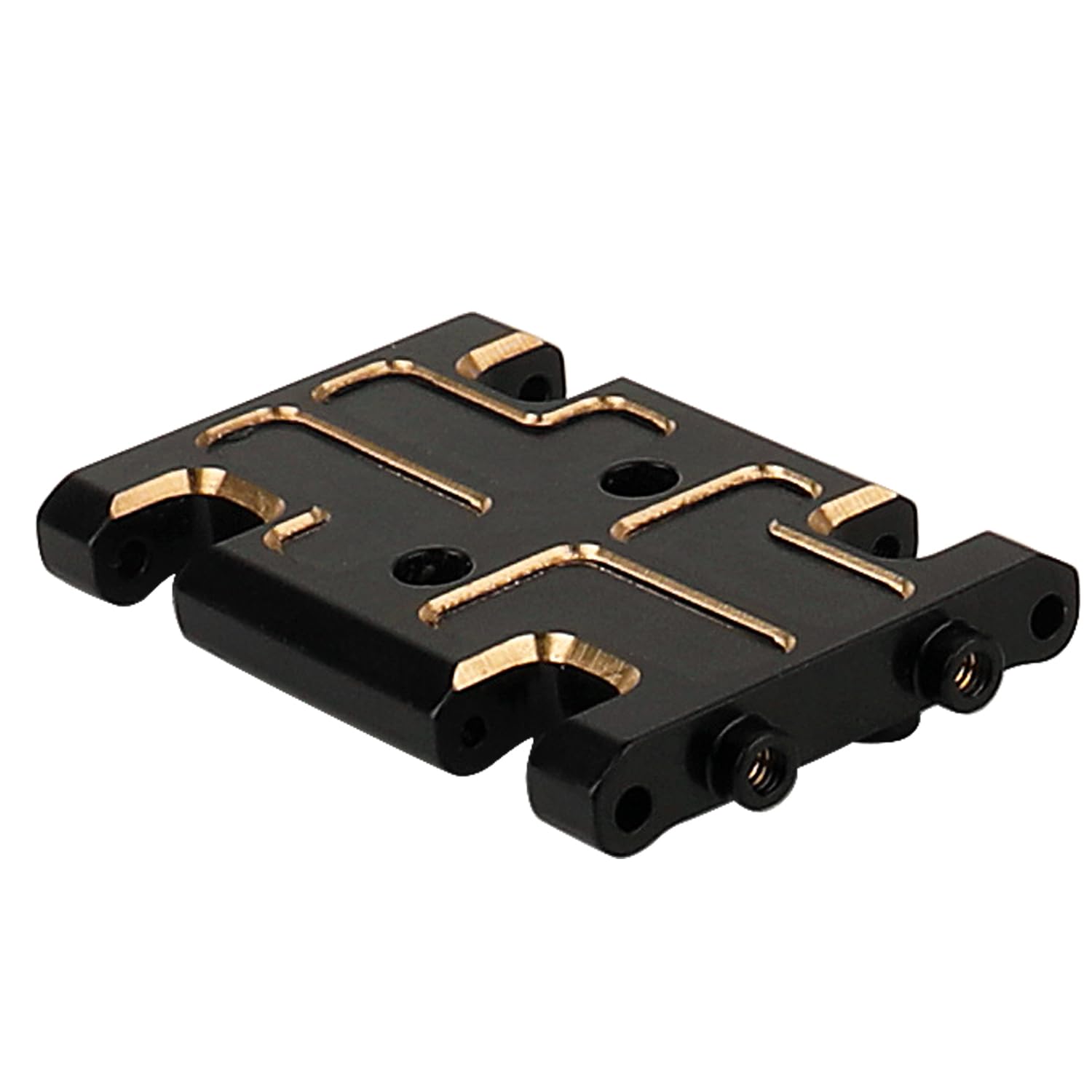 RZXYLRC Skid Plate Transmission Mount Black Coating Brass Mount for AX24 XC-1 Upgrade 1/24 RC Crawler,15g (Black-Golden)