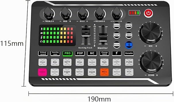 Sound Effects Board Bluetooth Compatible Sound Card with Multiple Sound Effects Live Sound Card DJ Mixer Interface for Streaming Podcasts and Games