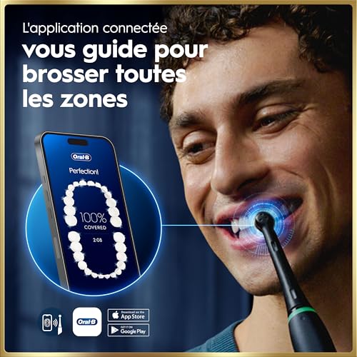 Oral-B Brosse à Dents Electrique iO 9, 2 Brossettes de Rechange, Noire