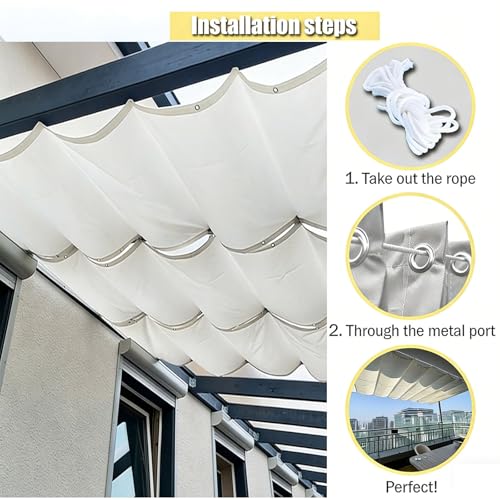 Pergola rétractable imperméable et bâche ondulée pour repas de jardin - 4