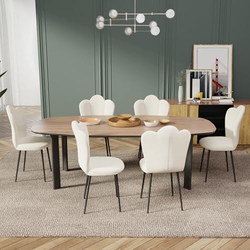 Chleby Juego De 6 Elegantes Sillas Comedor De Terciopelo Silla Con Asiento Acolchado Et Patas De Metal Sillas Cocina Con Respaldo De Pétalos Sillas De Comedor Para Salón, Dormitorio, Cocina, Beige Chleby Juego De 6 Elegantes Sillas Comedor De Terciopelo Silla Con Asiento Acolchado Et Patas De Metal Sillas Cocina Con Respaldo De Pétalos Sillas De Comedor Para Salón, Dormitorio, Cocina, Beige