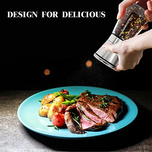 Pepper Grinder Pepper Mill, Salt Grinder Refillable,(Single Package) Adjustable Coarseness Black Pepper Grinder, Stainless Steel Sea Salt Shaker With Ceramic Rotor (1 Pack) #TOP6
