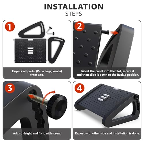 Image of Amazon Brand - Solimo Ergonomic Footrest for Under Desk | Anti-Slip Surface | Office & Home Use | Foot Rest for Improved Posture & Comfort (large adjustable)
