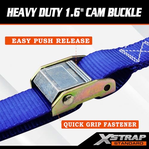 Image of XSTRAP STANDARD 2-PK Motorcycle Straps Cambuckle Tie Down 1.5 inch X 8FT, Blue
