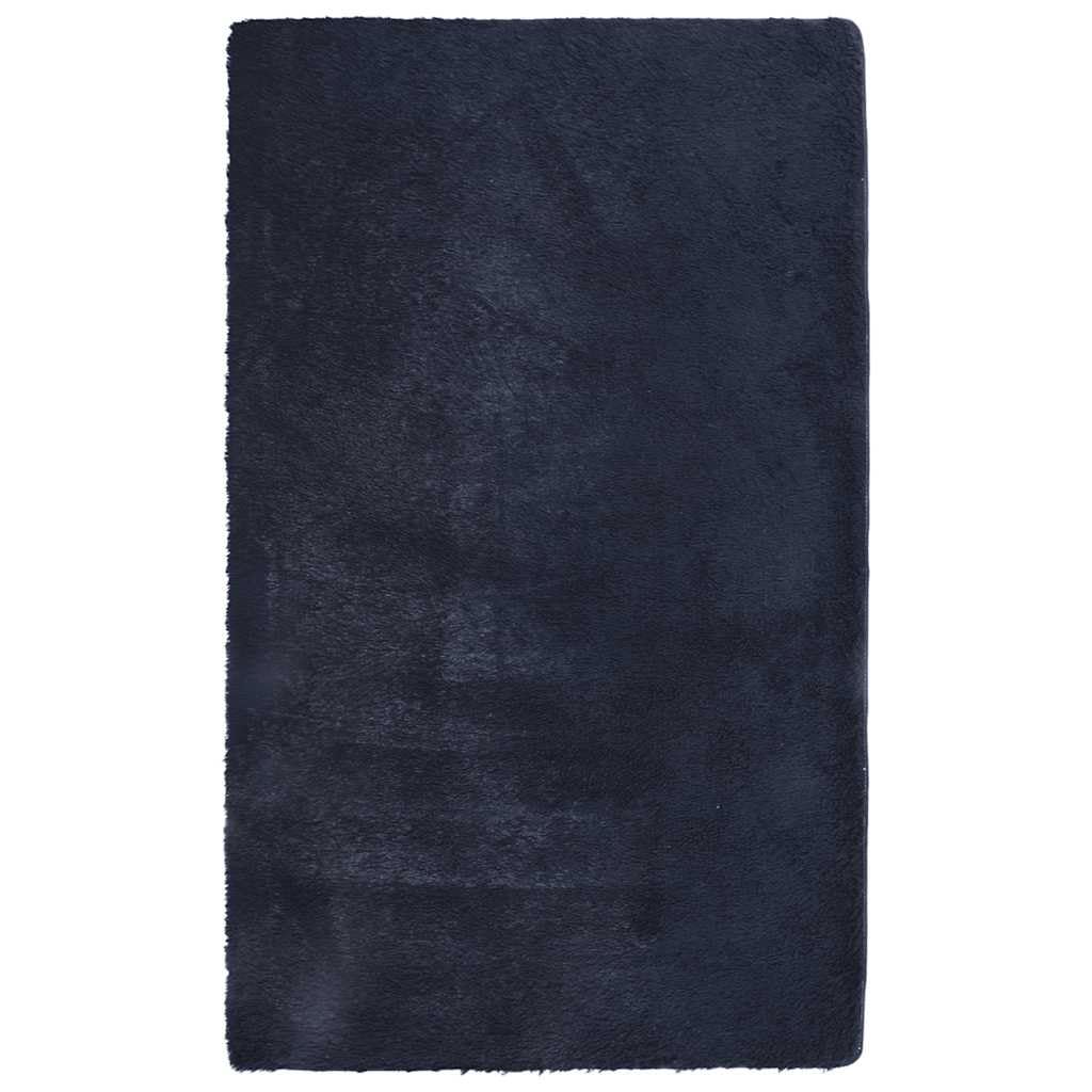 Tapis doux bleu marine NAVARRA la solution anti-sol froid pour une descente de lit moelleuse