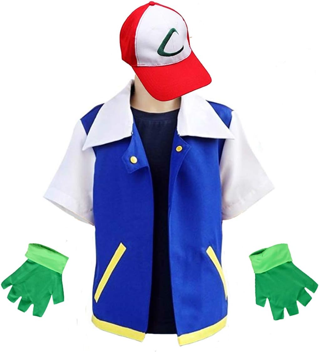 MUFENG Cosplay Costume for Adult Kids,Halloween Hoodie,Jacket Gloves Hat Sets for Trainer (120 for 6-7T, Blue)