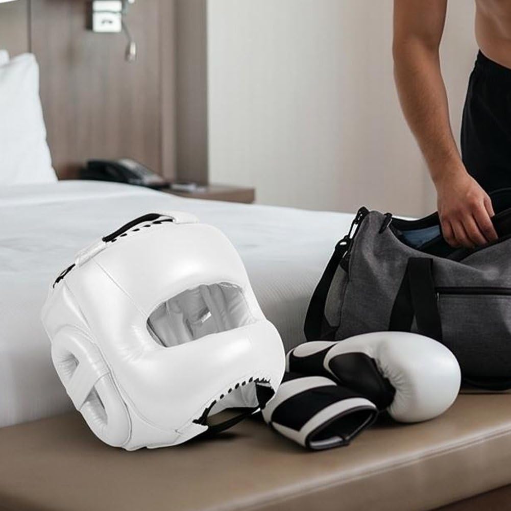 Dianzan Osłony ochronne na głowę treningową, kickboxing, boks tajski, wyściełany kask ochronny do ochrony policzków, czoła i uszu
