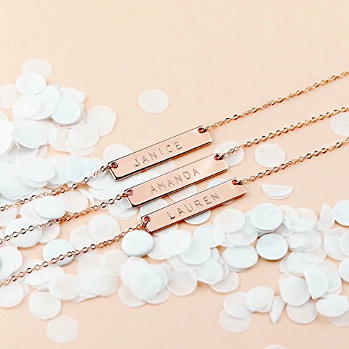 LONAGO Personalized Bar Pendant Necklace Engraved Name Bar Necklace3