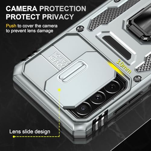 Image of Vaku Luxos Aegis Armor Slide TPU Back Cover Case for Samsung Galaxy A53 5G with Magnetic Ring Holder Kickstand Camera Screen Protector- Grey