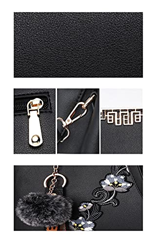 Women Soft Synthetic PU Leather Female Contrasting color Fur ball Totes Clutches Shoulder Diagonal Crossbody Bags3