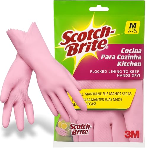 Scotch-Brite Ultra Sensitive Gloves Medium Size Yellow 1 Pair/Pack Delicate Duty Reusable Waterproof Tear-Proof Touch-Sensitive Comfortable Fit Kitchen Protective Gloves
