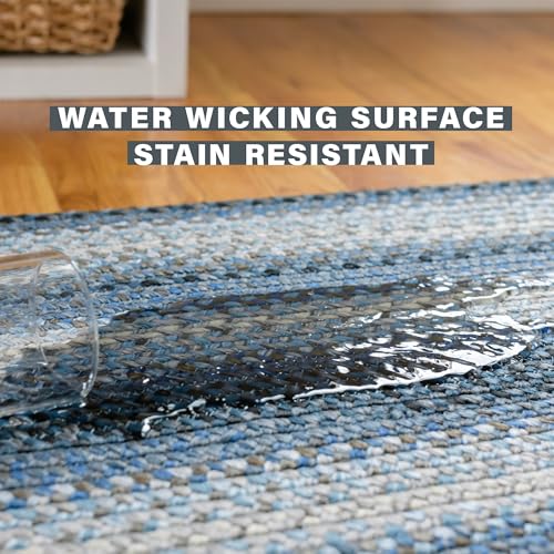 Homespice Juniper Blue Oval Braided Rugs 27"x45" - Country Blue Bathroom Rug, Soft, Water Absorbing, Machine Washable and Reversible - Both Indoor and Outdoor - Image 4