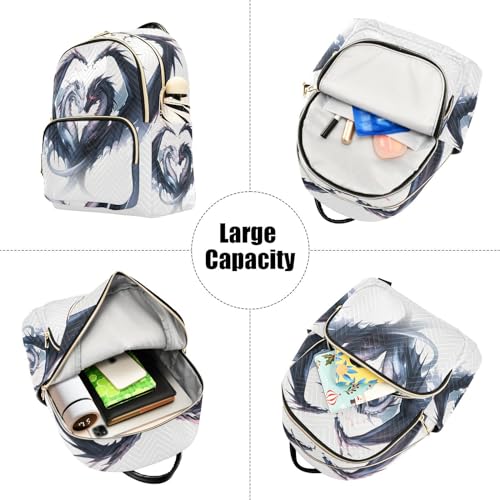 Image of ALAZA Couple Of Dragons Small Backpack Purse for Women Travel Bag Fashion Daypack Back Pack Shoulder Bag