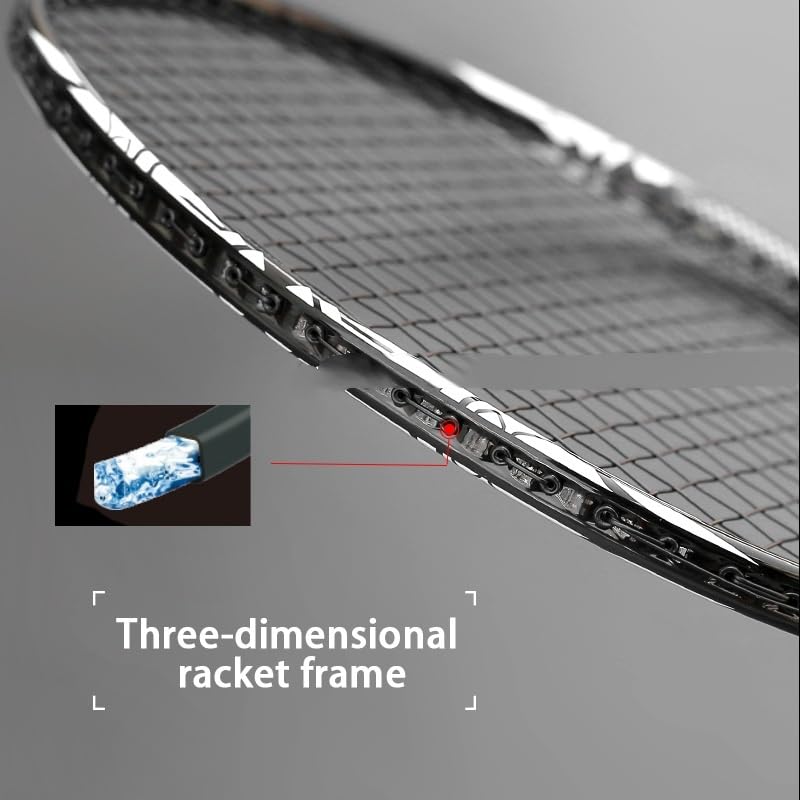 Badminton Set Racchette da Badminton Professionali Offensive in Fibra di Carbonio ad Alta Tensione 35 libbre con Corda