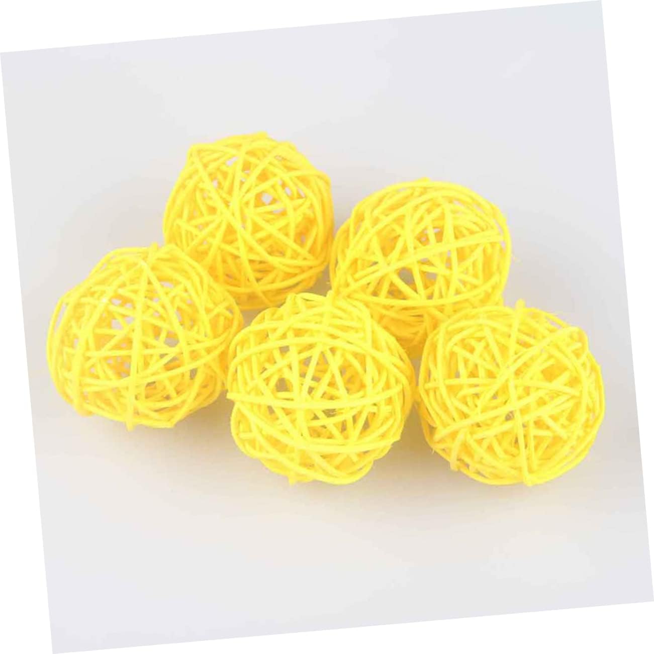 3sets Decorative Rattan Balls Creative DIY Crafts for Home Decor Wedding Party Layout Supplies Yellow White Grey Simple Vine Balls for Unique Centerpieces 15pcs*3