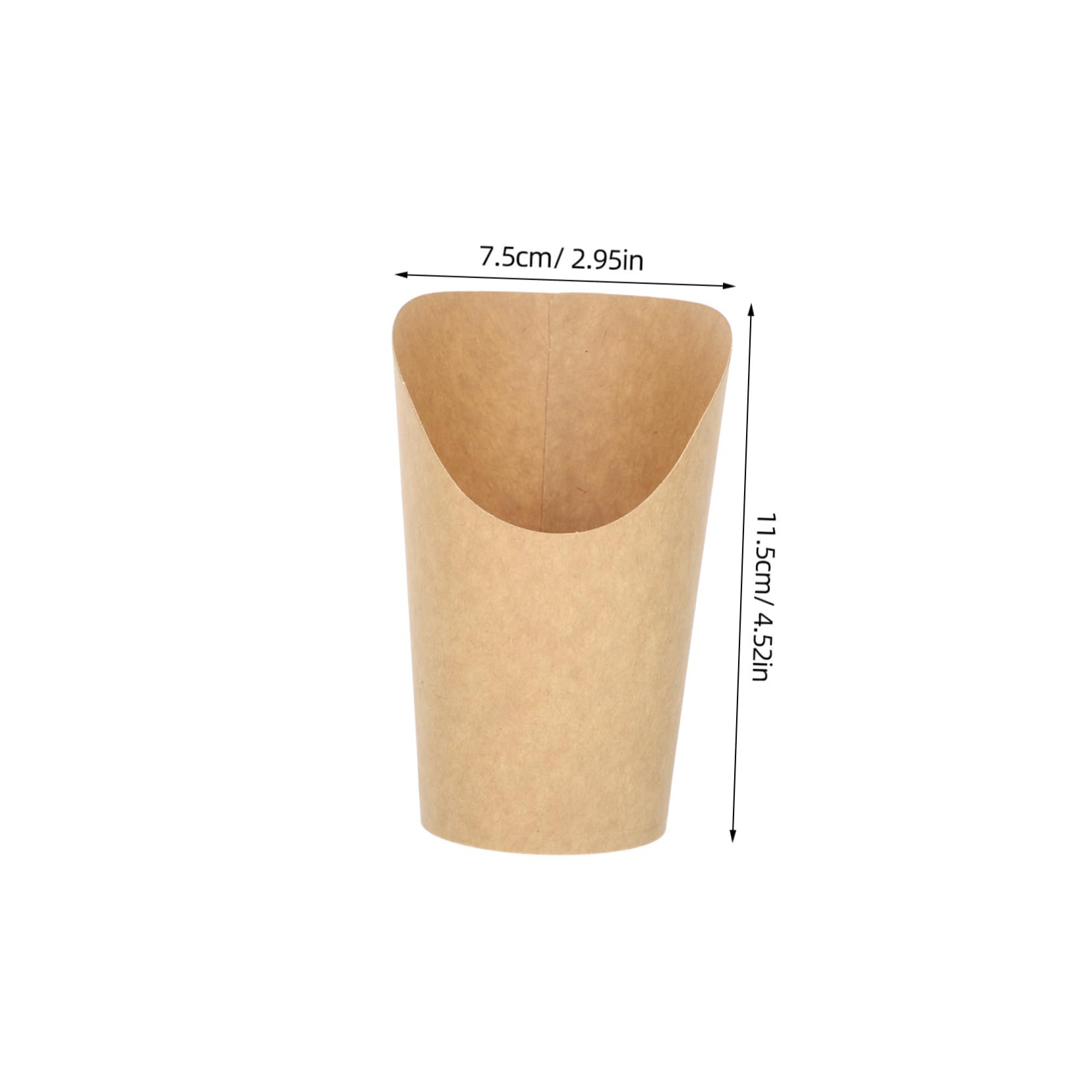 Cabilock 100pcs Disposable French Fries Cups Kraft Paper Snack Holders Unique Skewer Cone Design 12oz Versatile for Fries Skewers and Ice Cream