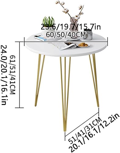 Miniatura 2 de Mesa de Centro - Mesa de centro redonda pequeña con trípode de metal, mesa auxiliar nórdica simple, mesa auxiliar de sofá de mesa de MDF para sala