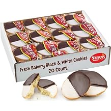 Black and White Cookies | 20 Gourmet Cookies Individually Wrapped | NY Style Black & White Cookies | Easter Food Gift Baskets | Snack Cakes | Kosher, Dairy & Nut Free | Sterns Bakery