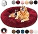 KZhanmy Cuccia per Cani,Letto Cani Cuscino Sfoderabile Pelosa Antistress,Cuccia Cane Interno Rotondo,Cuscino per Cani Grandi Morbida Peluche,Lavabile Antiscivolo,12 Colori-Wine Red||XL-80cm/31.4in