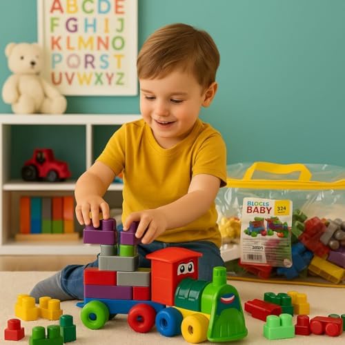 Blocos de Montar 224 peças, Com 4 Trenzinhos