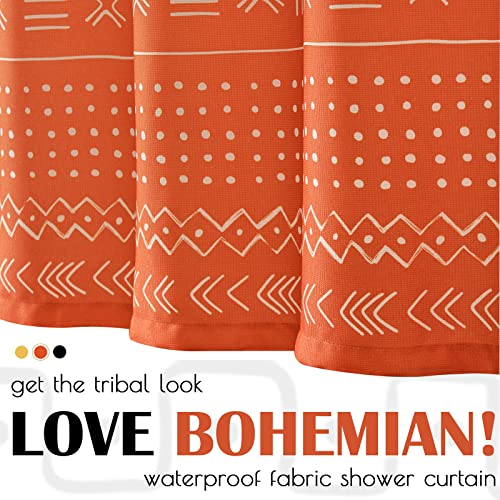 Jinchan Boho Shower Curtain Mudcloth Fabric Shower Curtain Geometric Orange Shower Curtain Mud Cloth Decor Bohemian Shower Curtain Summer Water Repellent Hooks Included In Bath 70X72 Inches 1 Panel #TOP6