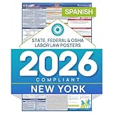 2026 New York Labor Law Poster – State & Federal Compliance in Spanish – OSHA, EEOC, FMLA, Minimum Wage – Durable, Laminated & Waterproof Workplace Employment Poster – Made in USA – 26” x 39.5”