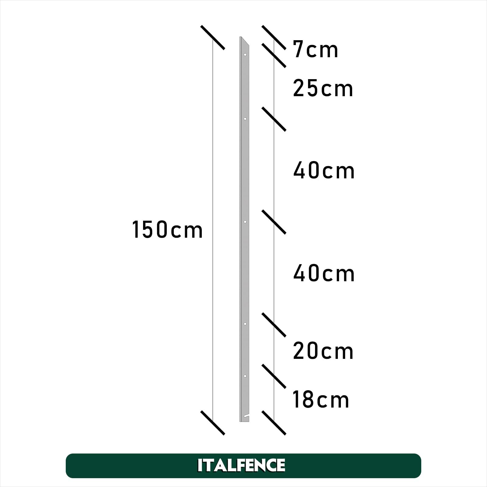 Palo a T H150cm 30x30x3mm in ferro zincato per recinzione [10 pezzi]