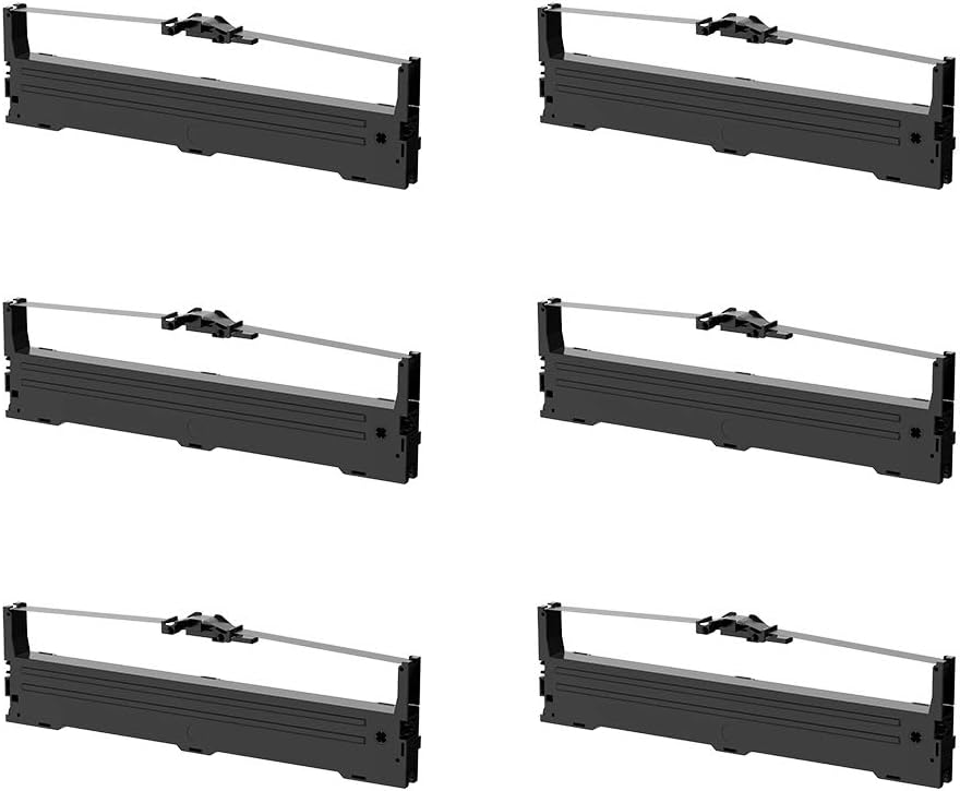 Bigger Compatible Printer Ribbon for Epson FX 890 / 890N, LQ 590, S015329 Ink Ribbon, Black, 6 Pack