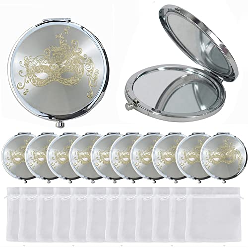 Set 12 Espejos Compactos Redondos para Maquillaje Blanco