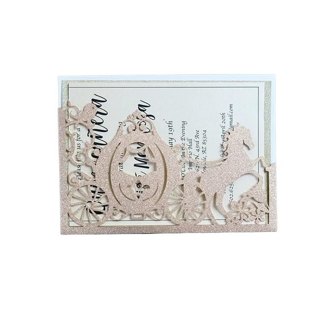 Invitaciones de boda rosa carruaje para un enlace de cuento de hadas