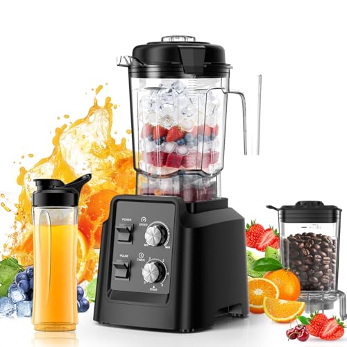 Blender, Blender for Smoothies with 68Oz. Pitcher, 27Oz. Grinder and 20Oz. To-go Cup, 28000 RPM Countertop Blenders for Kitchen, Ice Crushing, Frozen Fruits - Timing Setting, Speed Adjustable