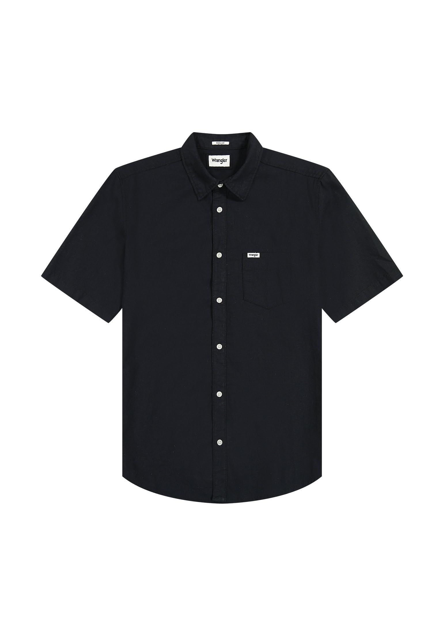 Wrangler Button Up Short Sleeve 1 Pkt Shirt Men's Cotton Medium Black