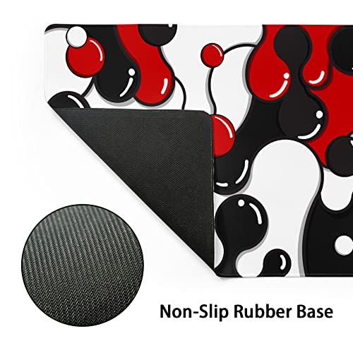 Image of Red Black White Mouse Pad Anime Cool Geometric Japanese Extended Desk Mat 80X30cm Non-Slip Rubber Base Stitched Edge Large XL Mousepad for Desk Gaming Laptop Desktop,31.5x11.8 Inch