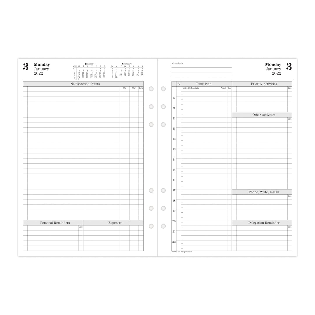 Filofax - Agenda giornaliera, formato A5, 2022