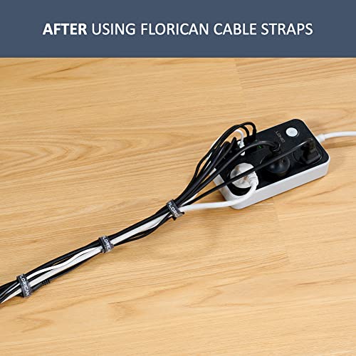 FLORICAN Cable Organiser, Cord Management System for PC, TV, Home Theater, Speaker & Cables, Reusable Cable Organizer for Desk, WFH Accessories, Reusable Cable Ties Strap (15 Pcs) 6 51f6R+TOE3L