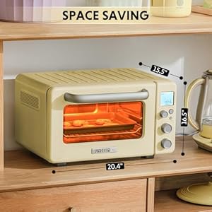 BUYDEEM T103 Countertop Toaster Oven 12QT, No Pre-Heat Needed, 7 Cooking Modes, Retro Mini Toaster Oven with Grill Rack and Baking Tray, Mellow Yellow BUYDEEM T103 Countertop Toaster Oven 12QT No Pre Heat Needed 7 Cooking Modes Retro Mini Toaster Oven with Grill Rack and Baking Tray Mellow Yellow