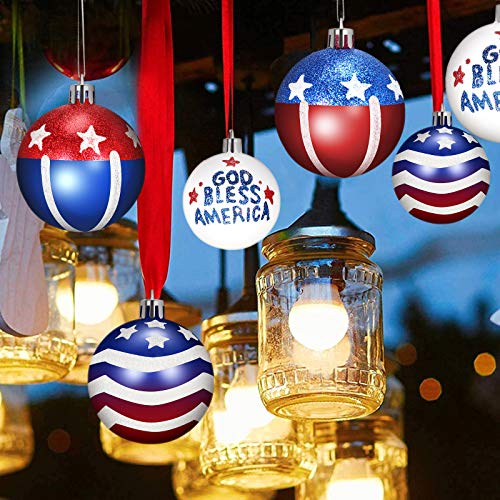 24 Pieces 4Th Of July Patriotic Ball Ornament Independence Day Ball Hanging Pendant Ornament American Flag Tree Hanging Decor For Usa Themed Party Veteran's Day Wedding Christmas Home Wall Decorations #TOP3