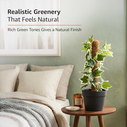 Image of amazon basics Artificial Ivy Creepers in Black Plastic Pot | Realistic 45 cm Faux Greenery | Durable Plastic | Stylish & Compact | Zero Maintenance | Indoor, Outdoor, Home & Office Decor